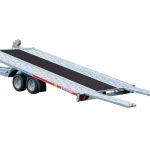 Remolque de transporte de vehículos Temared CARKEEPER NUEVO tipo, basculante con rampas y raíles de soporte.